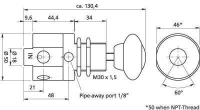 德國(guó)Drukon公司D3系列彈簧加載減壓閥尺寸圖